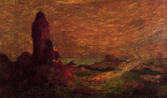Le Croisic, Girls at the Foot of a Standing Stone, unknow artist